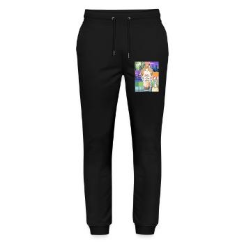 Cute Bunny Funny Boba Bubble Tea - Stanley/Stella Mover Unisex Organic Jogging Trousers - black - Front - Marisol (170cm) & Nik (191cm)