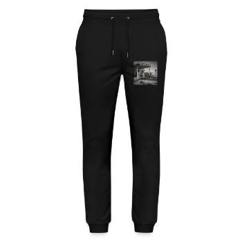 Route Station-service Lieux Oubliés Crimes anciens avec des animaux - Pantalon de jogging bio MOVER Stanley/Stella unisexe - noir - Devant - Marisol (170cm) & Nik (191cm)