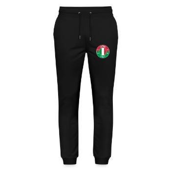 Latina Italy Round Flag Patch - Stanley/Stella Mover Unisex Organic Jogging Trousers - black - Front - Marisol (170cm) & Nik (191cm)