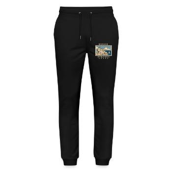 Griechenland Mykonos Vintage Reisemarke - Stanley/Stella Unisex Bio Jogginghose Mover  - Schwarz - Vorne - Marisol (170cm) & Nik (191cm)