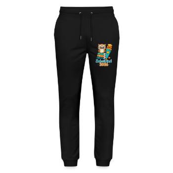 Schulkind 2026 Eule Einschulung - Stanley/Stella Unisex Bio Jogginghose Mover  - Schwarz - Vorne - Marisol (170cm) & Nik (191cm)