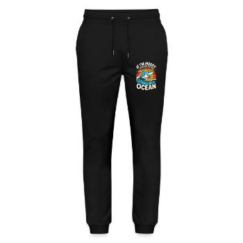 SI JE SUIS LUNATIQUE, DONNE-MOI L’OCÉAN Drôle de requin Océan - Pantalon de jogging bio MOVER Stanley/Stella unisexe - noir - Devant - Marisol (170cm) & Nik (191cm)