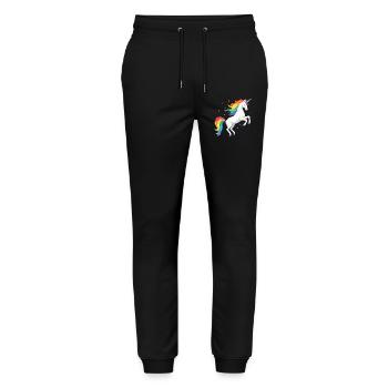 Geometric Rainbow Unicorn - Stanley/Stella Mover Unisex Organic Jogging Trousers - black - Front - Marisol (170cm) & Nik (191cm)