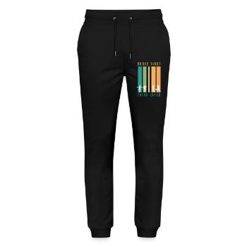 Retro Dance First Think Later T-Shirt - Stanley/Stella Mover Unisex Organic Jogging Trousers - black - Front - Marisol (170cm) & Nik (191cm)