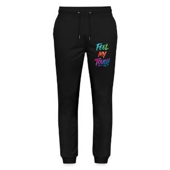 Feel My Touch Colorful Text Painting Print - Stanley/Stella Mover Unisex Organic Jogging Trousers - black - Front - Marisol (170cm) & Nik (191cm)