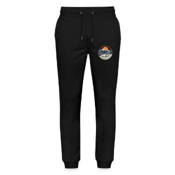 Retro 90s JDM NSX Winter Mt Fuji Pagoda Art - Stanley/Stella Mover Unisex Organic Jogging Trousers - black - Front - Marisol (170cm) & Nik (191cm)