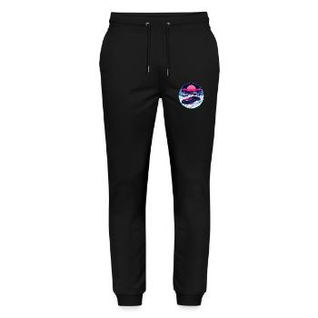 Retro 80s JDM Winter Drift AE86 Synthwave Art - Stanley/Stella Mover Unisex Organic Jogging Trousers - black - Front - Marisol (170cm) & Nik (191cm)