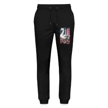 Embden Goose US Emdengans - Stanley/Stella Mover Unisex Organic Jogging Trousers - black - Front - Marisol (170cm) & Nik (191cm)