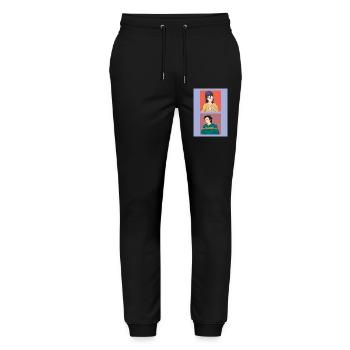 Deux illustrations et différentes émotions - Pantalon de jogging bio MOVER Stanley/Stella unisexe - noir - Devant - Marisol (170cm) & Nik (191cm)