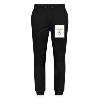 Mommy & Me Lettering Duo Design - Stanley/Stella Mover Unisex Organic Jogging Trousers - black - Front - Marisol (170cm) & Nik (191cm)