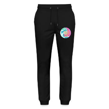 Surfskate motif in pink yellow with waves - Stanley/Stella Mover Unisex Organic Jogging Trousers - black - Front - Marisol (170cm) & Nik (191cm)
