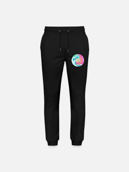 Surfskate Motiv in Pink Gelb mit Wellen - Stanley/Stella Unisex Bio Jogginghose Mover  - Schwarz