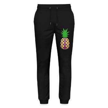 Pineapple Decoration Gold Summer Exotic Party Tropics Fun - Stanley/Stella Mover Unisex Organic Jogging Trousers - black - Front - Marisol (170cm) & Nik (191cm)