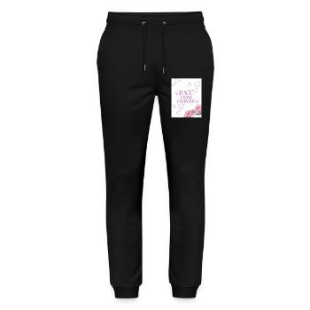 Grace Over Everything Floral Hearts - Stanley/Stella Mover Unisex Organic Jogging Trousers - black - Front - Marisol (170cm) & Nik (191cm)