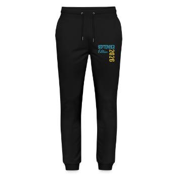 Baby birth September 2026 - Stanley/Stella Mover Unisex Organic Jogging Trousers - black - Front - Marisol (170cm) & Nik (191cm)