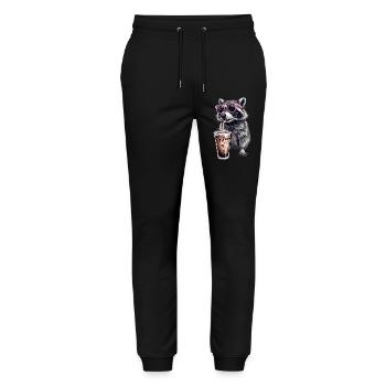 Waschbär Eiskaffee - Stanley/Stella Unisex Bio Jogginghose Mover  - Schwarz - Vorne - Marisol (170cm) & Nik (191cm)