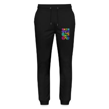 80's Nights 80s - Stanley/Stella Mover Unisex Organic Jogging Trousers - black - Front - Marisol (170cm) & Nik (191cm)