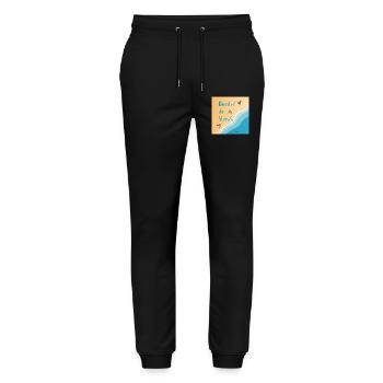 Plage pastel et vagues azur - Pantalon de jogging bio MOVER Stanley/Stella unisexe - noir - Devant - Marisol (170cm) & Nik (191cm)
