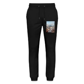 Harbour nautical landscape - Stanley/Stella Mover Unisex Organic Jogging Trousers - black - Front - Marisol (170cm) & Nik (191cm)