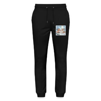 Süße Winterwald Tiere – Fuchs, Hase und Rehkitz  - Stanley/Stella Unisex Bio Jogginghose Mover  - Schwarz - Vorne - Marisol (170cm) & Nik (191cm)