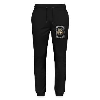 Bevor du fragst Nein lustige Büro  - Stanley/Stella Unisex Bio Jogginghose Mover  - Schwarz - Vorne - Marisol (170cm) & Nik (191cm)