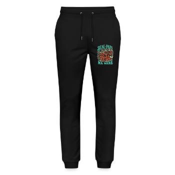 Beau-Papa Humour Cadeau Fête Des Pères Retro - Pantalon de jogging bio MOVER Stanley/Stella unisexe - noir - Devant - Marisol (170cm) & Nik (191cm)