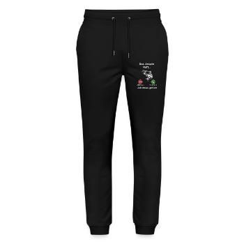 Das Angeln ruft ich muss gehen - Lustiges Angler - Stanley/Stella Unisex Bio Jogginghose Mover  - Schwarz - Vorne - Marisol (170cm) & Nik (191cm)