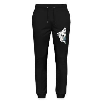 Peeking Westie Terrier Cute Dog Lover Merch - Stanley/Stella Mover Unisex Organic Jogging Trousers - black - Front - Marisol (170cm) & Nik (191cm)