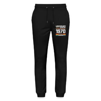 Legendär seit August 1970 Vintage Retro - Stanley/Stella Unisex Bio Jogginghose Mover  - Schwarz - Vorne - Marisol (170cm) & Nik (191cm)
