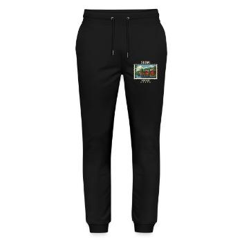 Finnland Porvoo Vintage Reisemarke - Stanley/Stella Unisex Bio Jogginghose Mover  - Schwarz - Vorne - Marisol (170cm) & Nik (191cm)