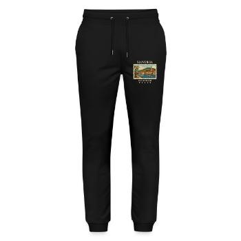 Slowenien Maribor Vintage Reisemarke - Stanley/Stella Unisex Bio Jogginghose Mover  - Schwarz - Vorne - Marisol (170cm) & Nik (191cm)