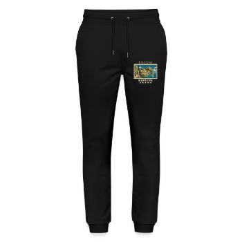 Griechenland Korfu Vintage Reisemarke - Stanley/Stella Unisex Bio Jogginghose Mover  - Schwarz - Vorne - Marisol (170cm) & Nik (191cm)