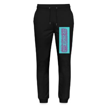 R! D!CULE (Blau & Lila) - Stanley/Stella Unisex Bio Jogginghose Mover  - Schwarz - Vorne - Marisol (170cm) & Nik (191cm)
