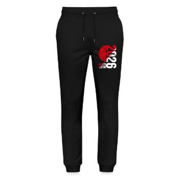 Basketball Meister Edition 2026 in rot und weiß - Stanley/Stella Unisex Bio Jogginghose Mover  - Schwarz - Vorne - Marisol (170cm) & Nik (191cm)