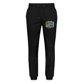 Montenegro Budva Vintage Reisemarke - Stanley/Stella Unisex Bio Jogginghose Mover  - Schwarz - Vorne - Marisol (170cm) & Nik (191cm)