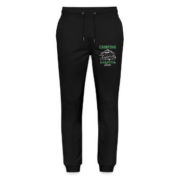 Camping ist mein Happy Place - Stanley/Stella Unisex Bio Jogginghose Mover  - Schwarz - Vorne - Marisol (170cm) & Nik (191cm)