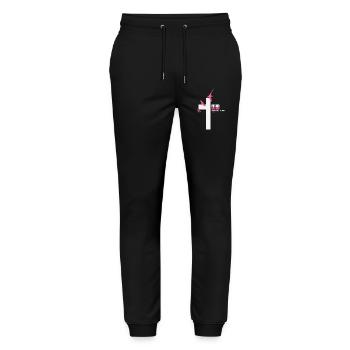 FORGIVEN Kreuz Tauben Pink Weiß Vers - Stanley/Stella Unisex Bio Jogginghose Mover  - Schwarz - Vorne - Marisol (170cm) & Nik (191cm)