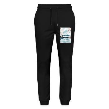 Mount Fuji and cherry blossoms - Stanley/Stella Mover Unisex Organic Jogging Trousers - black - Front - Marisol (170cm) & Nik (191cm)