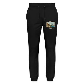 Schweden Malmö Vintage Reisemarke - Stanley/Stella Unisex Bio Jogginghose Mover  - Schwarz - Vorne - Marisol (170cm) & Nik (191cm)
