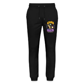 Carb Diem – Nutze die Brotscheibe - Stanley/Stella Unisex Bio Jogginghose Mover  - Schwarz - Vorne - Marisol (170cm) & Nik (191cm)