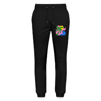 Abstract Palm Tree & Sun: Summer Design - Stanley/Stella Mover Unisex Organic Jogging Trousers - black - Front - Marisol (170cm) & Nik (191cm)