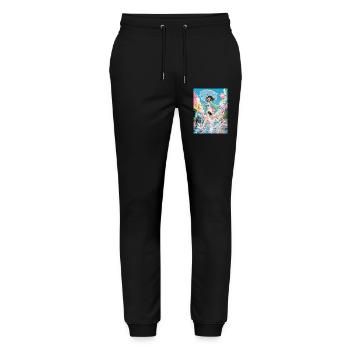 Happy rainy day in pastel colors - Stanley/Stella Mover Unisex Organic Jogging Trousers - black - Front - Marisol (170cm) & Nik (191cm)