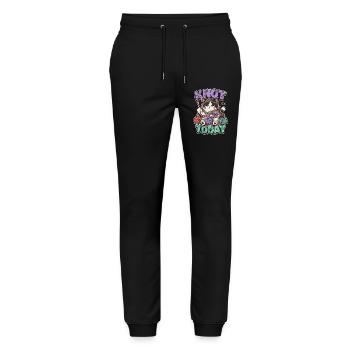 Knot Today Cat with Wool - Stanley/Stella Mover Unisex Organic Jogging Trousers - black - Front - Marisol (170cm) & Nik (191cm)