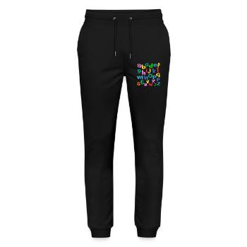 School Child ABC Letters - Stanley/Stella Mover Unisex Organic Jogging Trousers - black - Front - Marisol (170cm) & Nik (191cm)