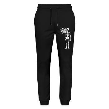 Boombox Skeleton Retro Vibe - Stanley/Stella Mover Unisex Organic Jogging Trousers - black - Front - Marisol (170cm) & Nik (191cm)
