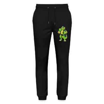 Héros dragon vert en cuir - Pantalon de jogging bio MOVER Stanley/Stella unisexe - noir - Devant - Marisol (170cm) & Nik (191cm)