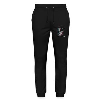 Flucht aus der Simulation Techno Psytrance Rave - Stanley/Stella Unisex Bio Jogginghose Mover  - Schwarz - Vorne - Marisol (170cm) & Nik (191cm)