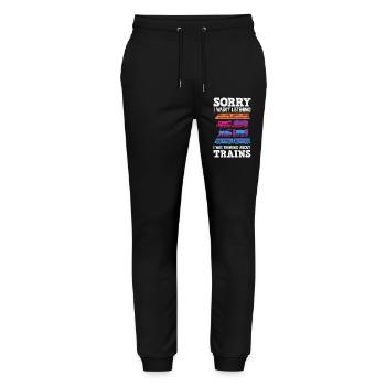Didn't listen Thought of trains funny humor - Stanley/Stella Mover Unisex Organic Jogging Trousers - black - Front - Marisol (170cm) & Nik (191cm)