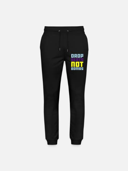 drop beats not bombs - Stanley/Stella Mover Unisex Organic Jogging Trousers - black