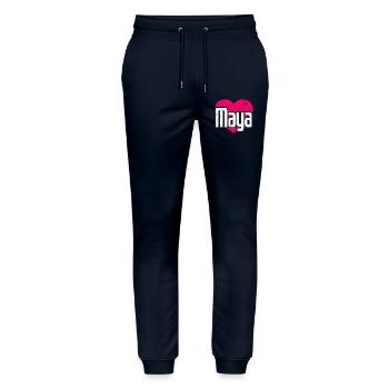I Love Maya Pinkes Herz Ich liebe Maya - Stanley/Stella Unisex Bio Jogginghose Mover  - Navy - Vorne - Marisol (170cm) & Nik (191cm)